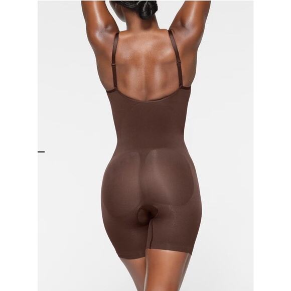 Skims Everyday Sculpt Mid Thigh Bodysuit Cocoa Brown XXS New - Picture 3 of 5